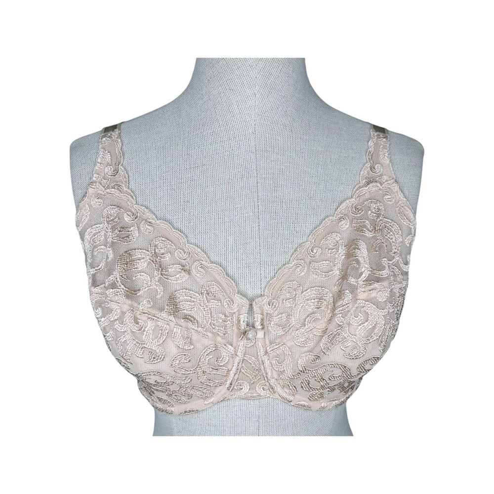Wacoal Arabesque Underwire Bra sz 32DDD * Natural Beige Embroidered Unlined Chic